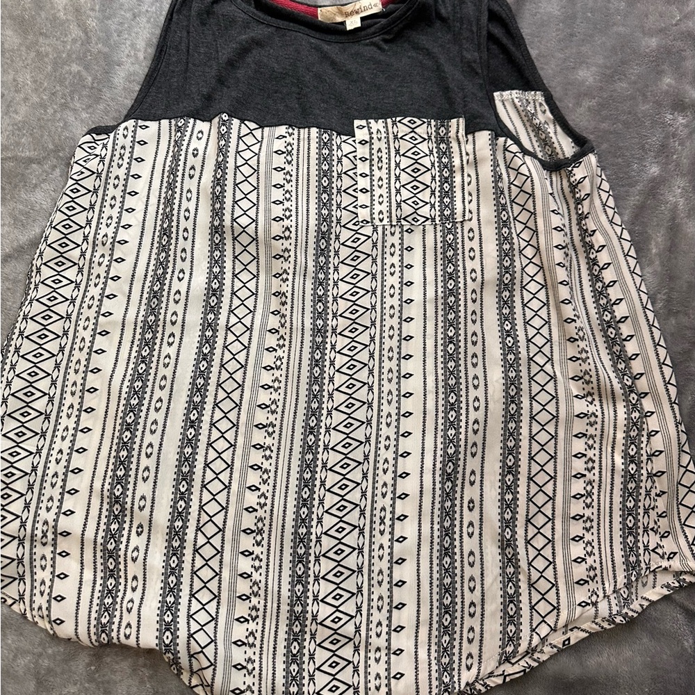 Rewind Black and White Patterned Blouse